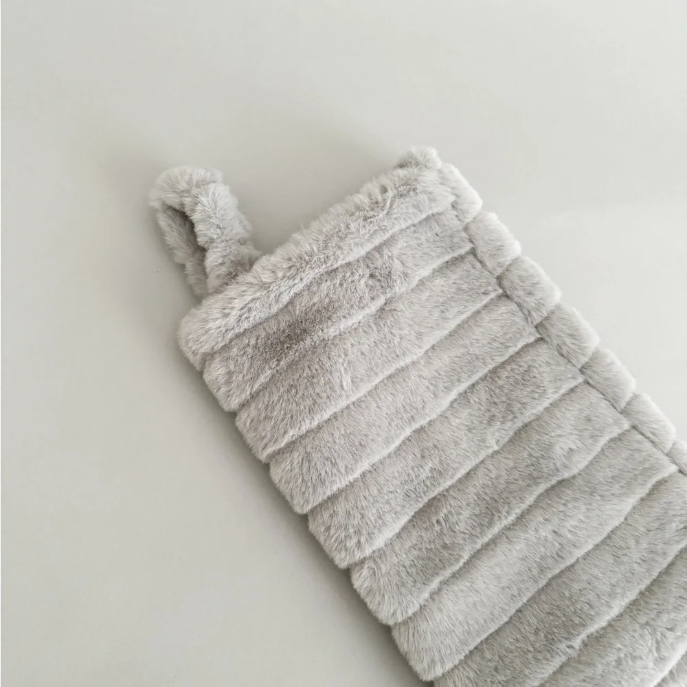 Target Wondershop Gray Fuzzy Christmas Stocking with Striped Seams